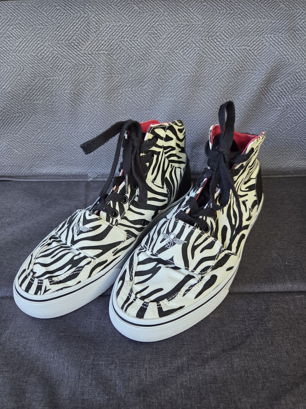 Men's Zebra-Print High-Top Sneakers - Black & White